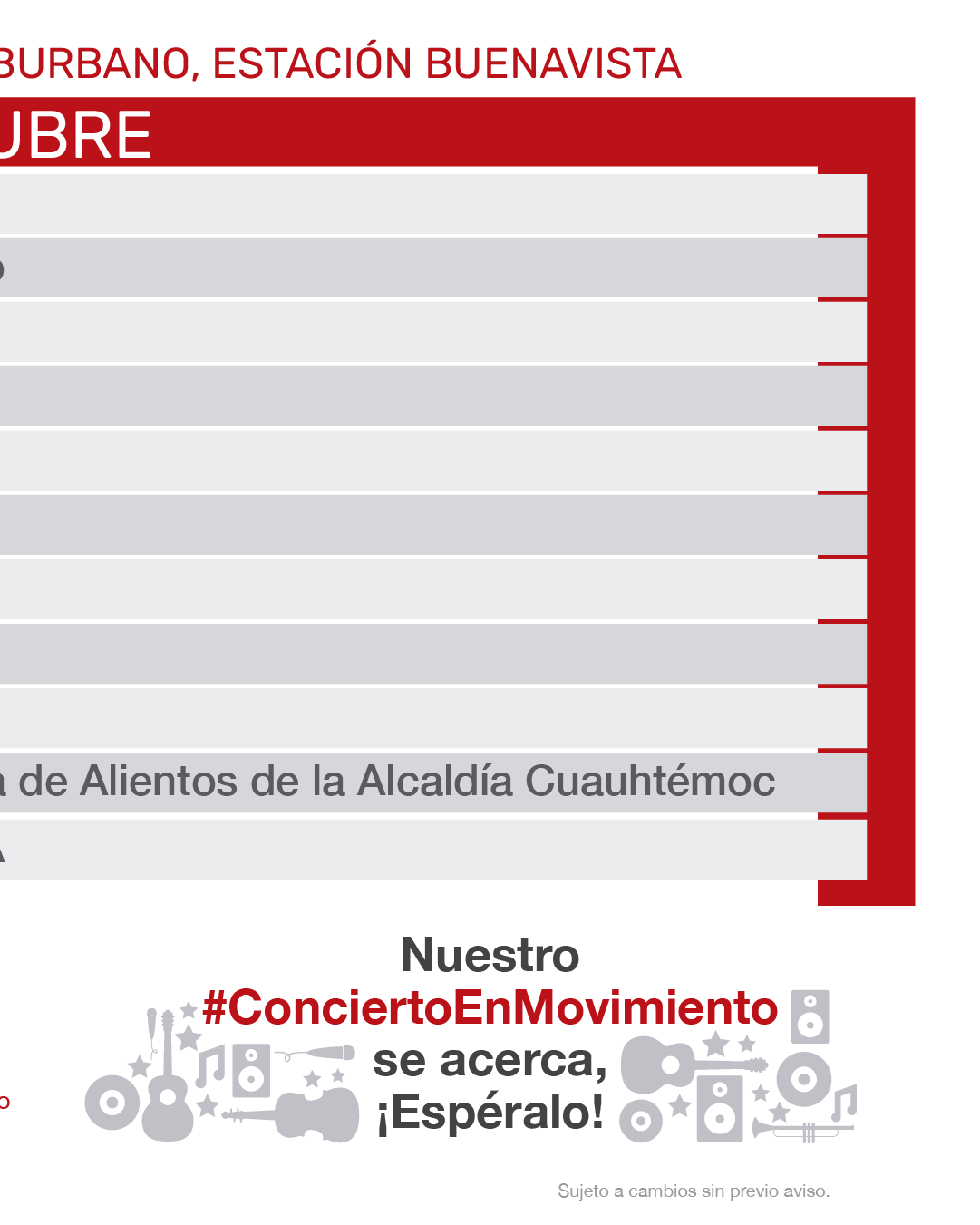 Agenda cultural del Tren Suburbano