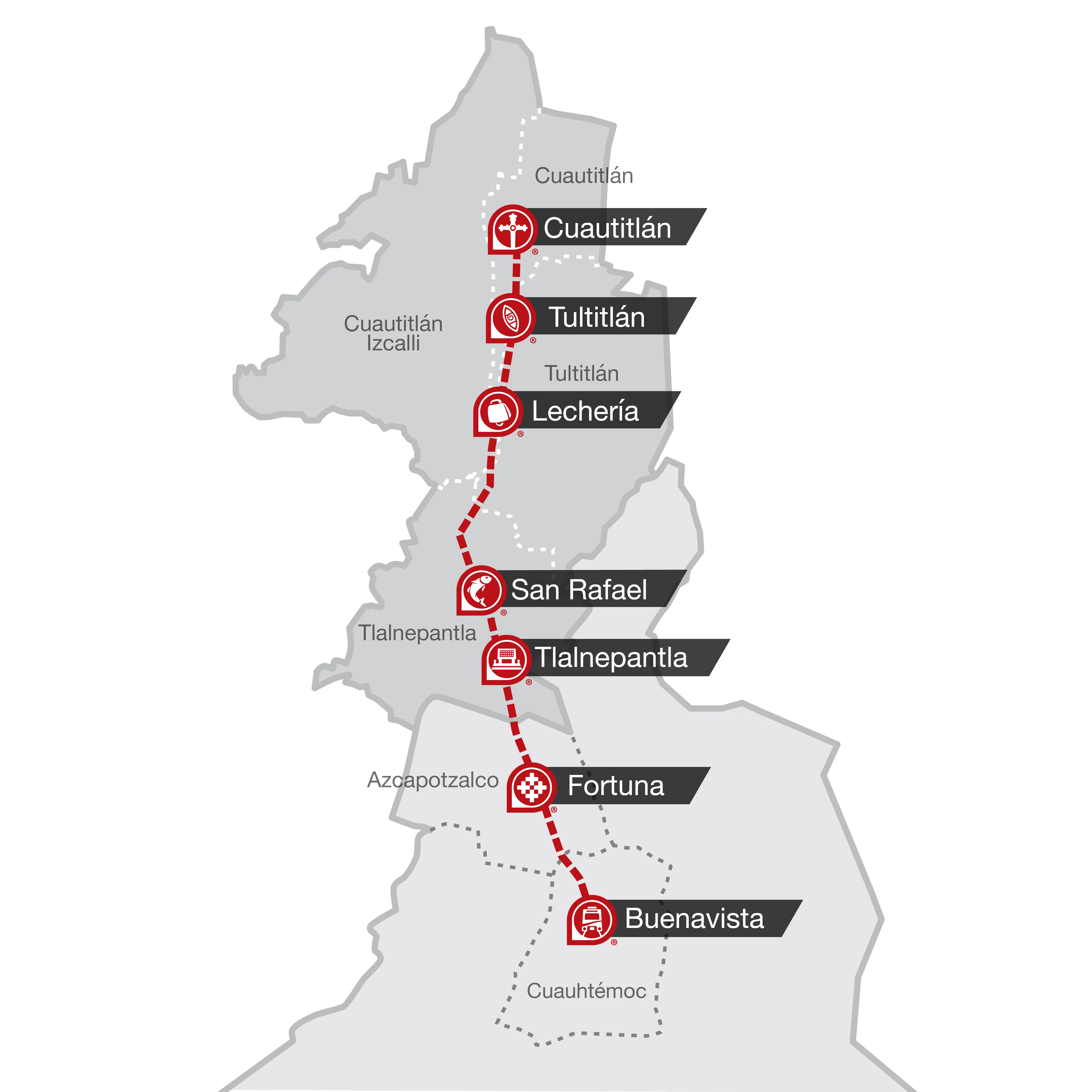 Mapa de la ruta del Tren Suburbano